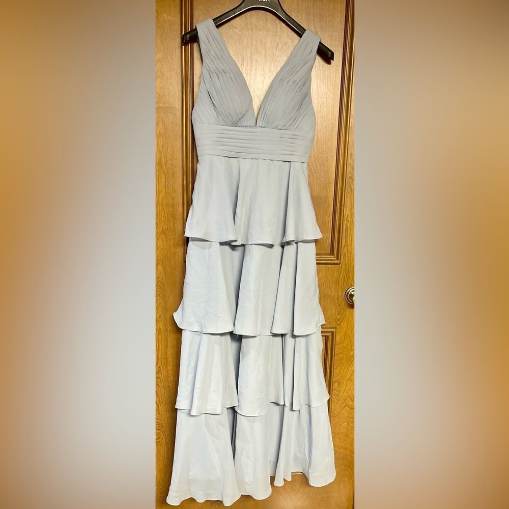 Chic Light Blue Tiered Maxi Dress